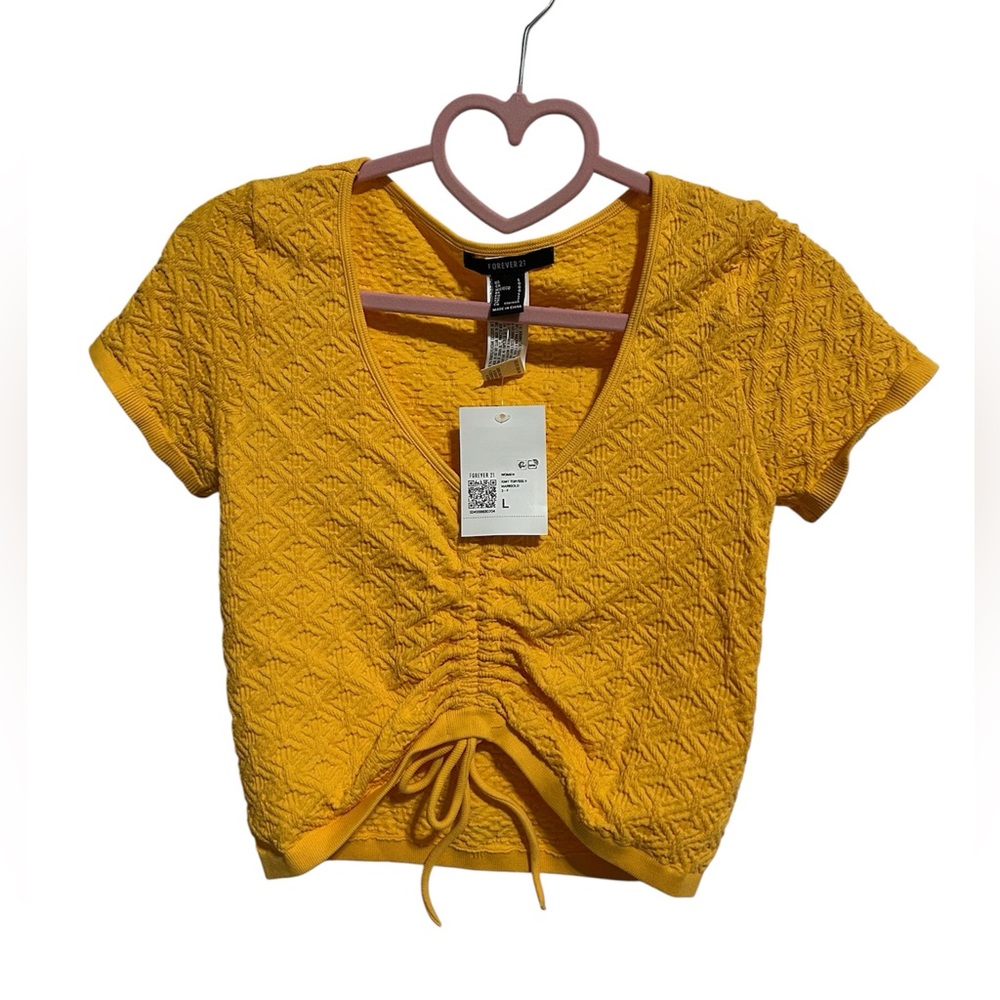 Forever 21 Yellow Ruched Crop Top